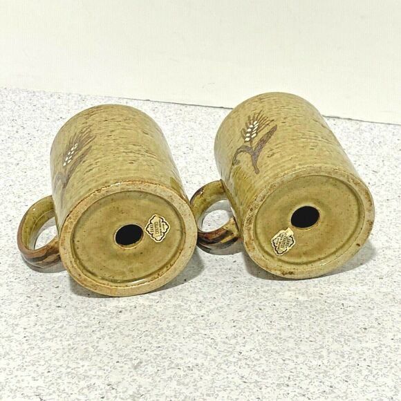 Otigiri 1970’s salt & pepper shakers set retro stoneware wheat pottery handles - Picture 5 of 9